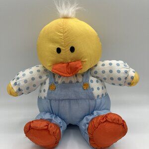 Vintage Puffalump style Duck Chick Nylon Plush Stuffed Animal Puffy Easter